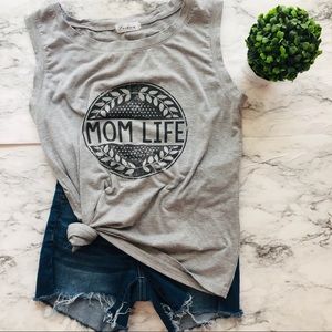 Mom Life Sleeveless Gray Tank